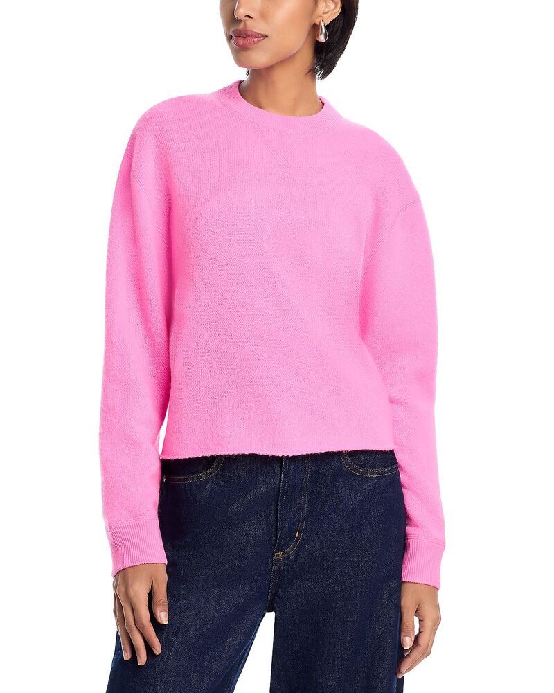 アクア レディース アウター ニット・セーター クロップド AQUA 100 Cashmere Cropped Sweater Exclusive Sweetheart Pink ピンク