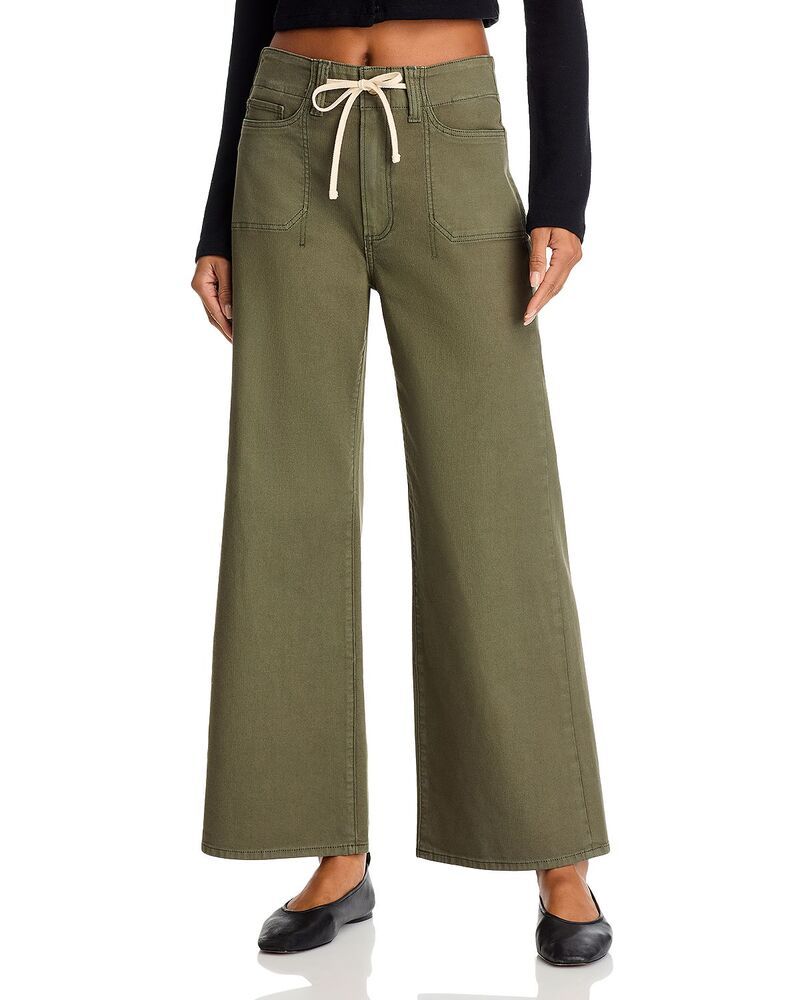 ペイジ レディース ボトムス デニムパンツ ワイドレッグ ジーンズ PAIGE Ari High Rise Drawstring Wide Leg Jeans Vintage Forester Green グリーン