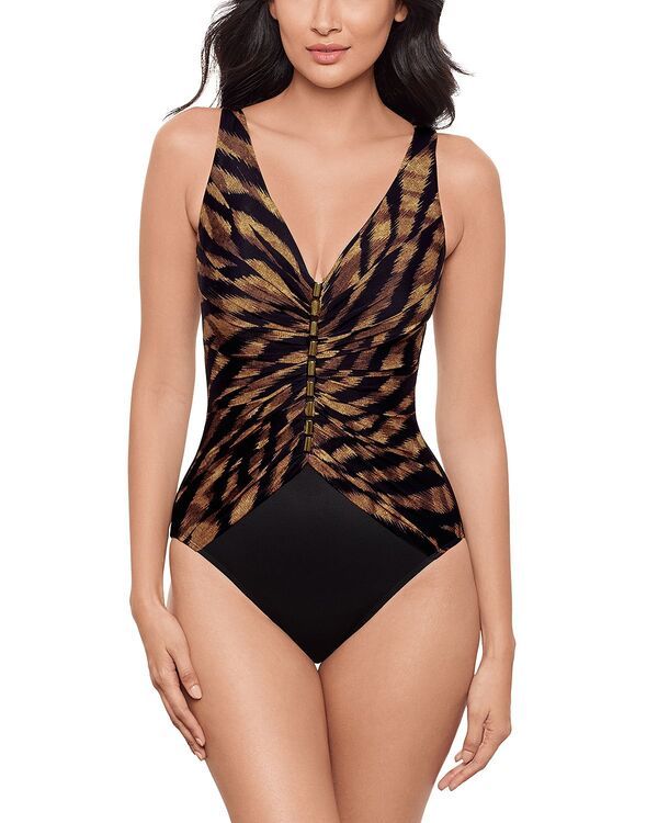 ミラクルスーツ レディース 水着 上下セット Miraclesuit Raya De Safari Charmer One Piece Swimsuit BlackBrown ブラック