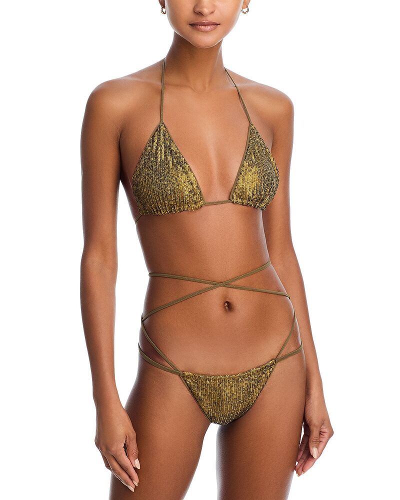 ノーマカマリ レディース 水着 トップのみ Norma Kamali Criss Cross Bikini Top Bottom Set Bark