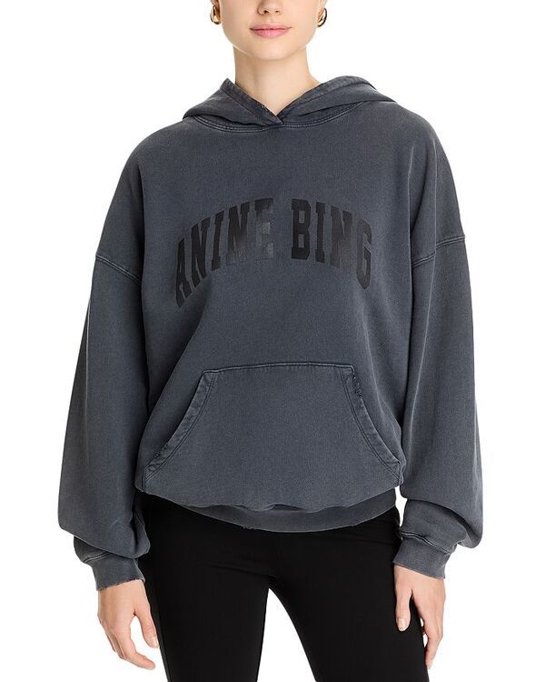 アニービン レディース アウター パーカー・スウェット シャツ Anine Bing Harvey Hooded Sweatshirt Washed Black ブラック