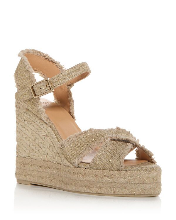 カスタ ニエール レディース シューズ サンダル Castaer Castaner Womens Bromelia Espadrille Wedge Sandals Oro Claro