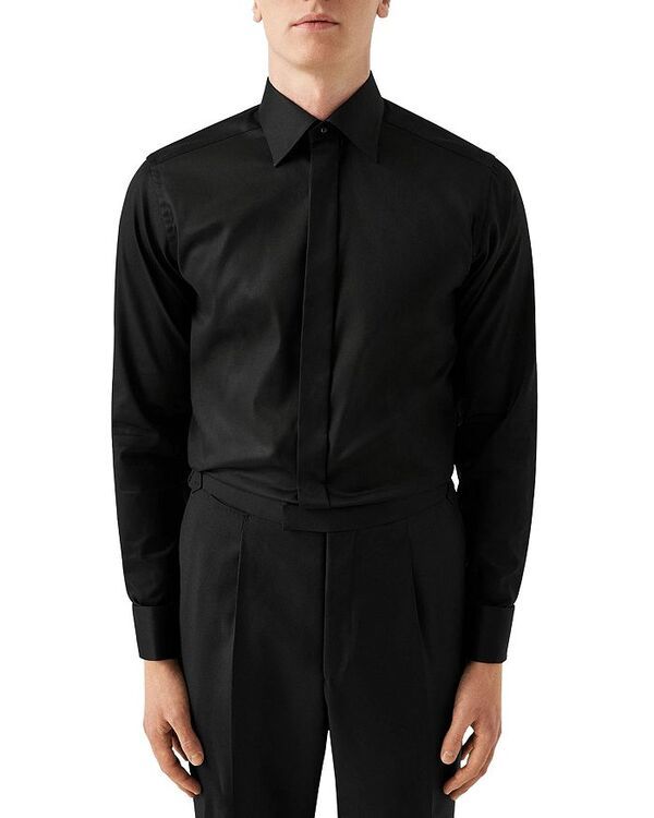 エトン メンズ トップス シャツ Eton Contemporary Fit Twill Fly Front Formal Shirt Black ブラック