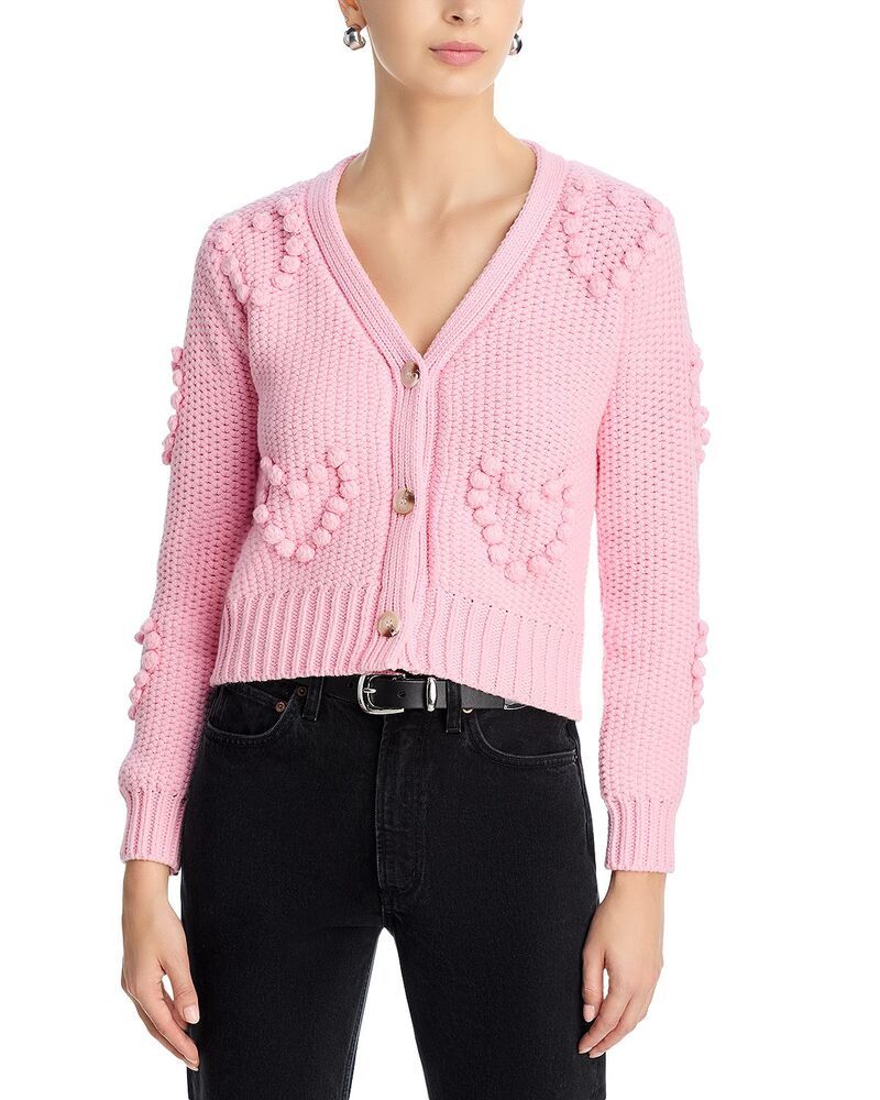 アクア レディース アウター カーディガン AQUA Heart Pom Cardigan Exclusive Pink Lotus ピンク