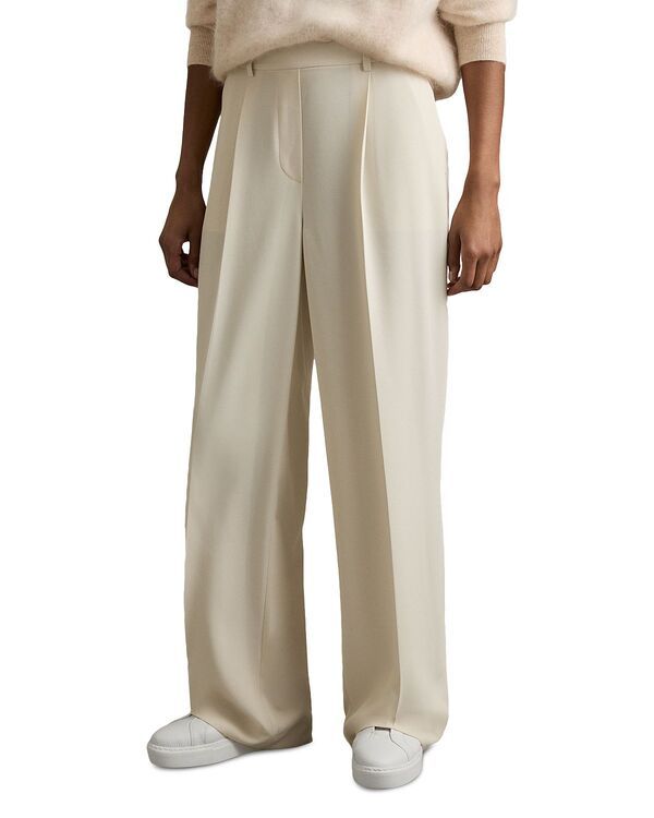 レイス レディース ボトムス カジュアルパンツ ワイドレッグ プチ REISS Petite Wide Leg Trousers Cream クリーム