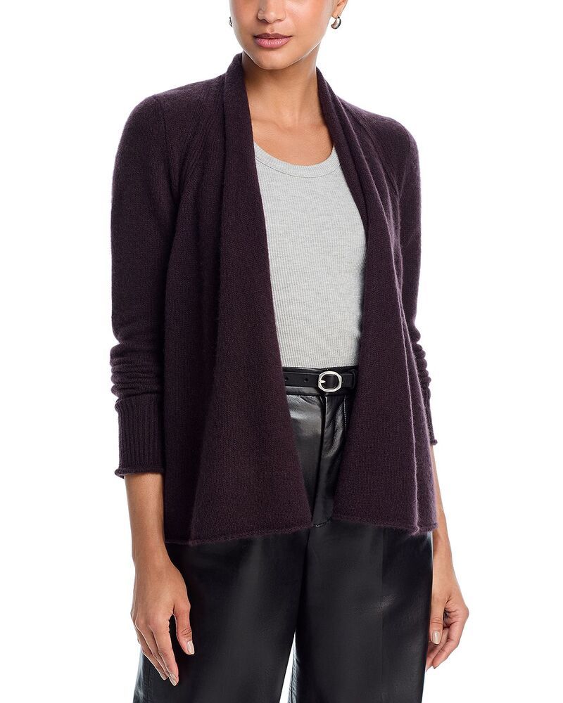 アクア レディース アウター カーディガン ドレープ AQUA 100 Cashmere Drape Front Cardigan Exclusive Dark Brown ブラウン