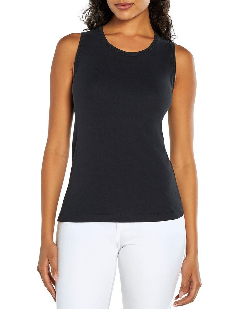 スリードッツ レディース トップス タンクトップ クルーネック コットン Three Dots Cotton Crewneck Tank Black ブラック