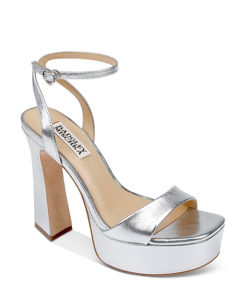 バッジェリーミシュカ レディース シューズ サンダル プラットフォーム ヒール Badgley Mischka Womens Caia Square Toe Higheel Platform Sandalsilver Leather シルバー