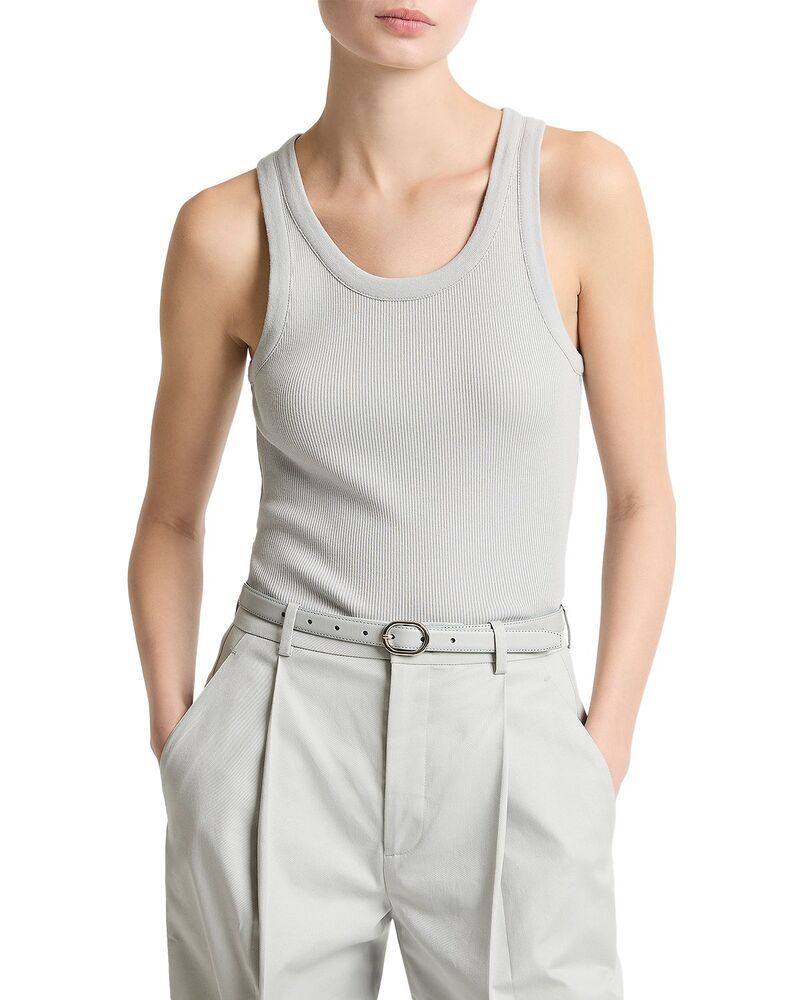 ヴィンス レディース トップス タンクトップ リブ Vince Ribbed Scoop Neck Tank Pale Tide