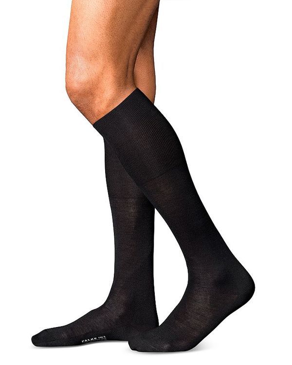 ファルケ メンズ アンダーウェア 靴下 ナイロン ウール シルク Falke No 6 Merino Wool Silk Nylon Knee High Socks Black ブラック