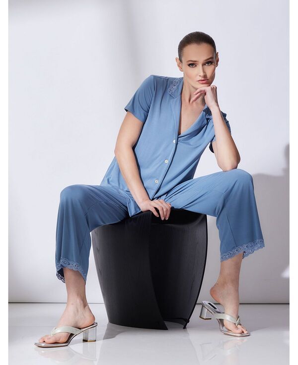 ナトリ レディース アンダーウェア ナイトウェア Natori Feathers Essentialshort Sleeve Pajama Set Black ブラック
