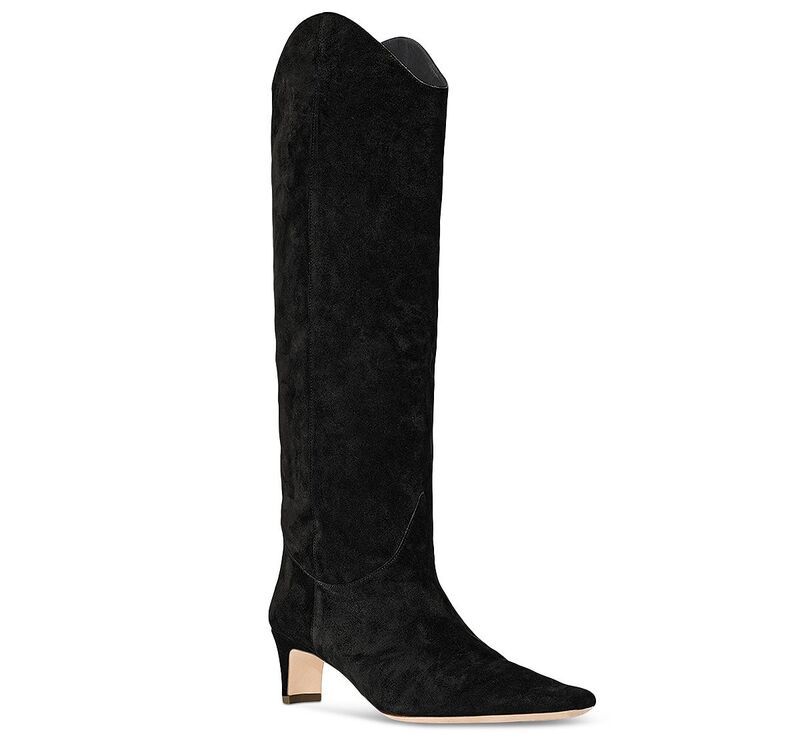 スタウド レディース シューズ ブーツ・レインブーツ トール スエード STAUD Womens Western Wally Suede Tall Boots Black Suede ブラック