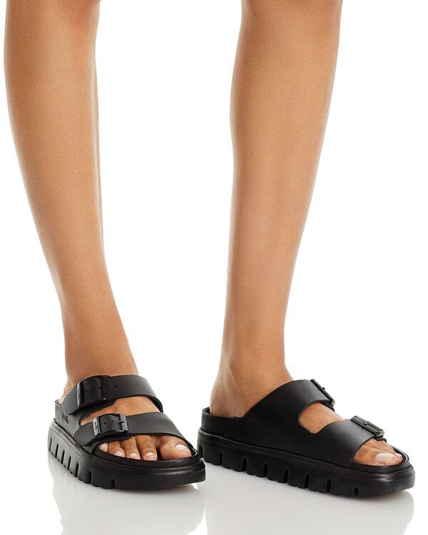 ビルケンシュトック レディース シューズ スリッポン・ローファー サンダル Birkenstock Womens Arizona Chunky Slip On Buckled Footbed Sandals Black ブラック