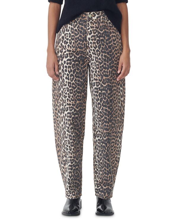 ガニー レディース ボトムス デニムパンツ ジーンズ GANNI Stary Barrel Jeans in Leopard アニマル