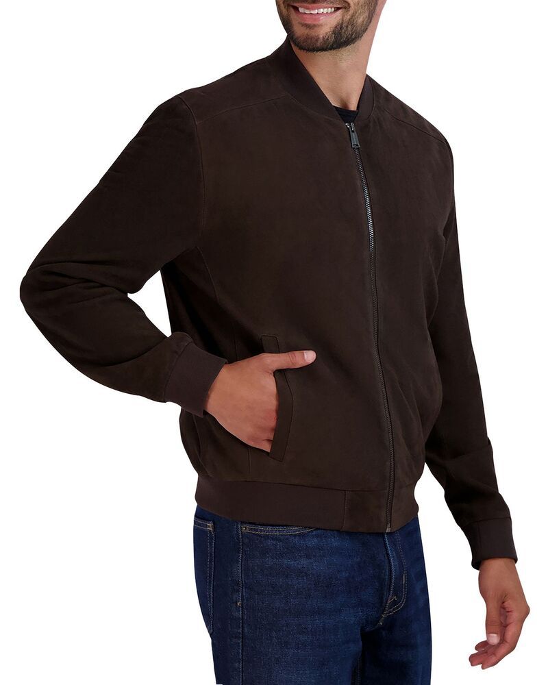 コールハーン メンズ アウター ジャケット・ブルゾン スエード Cole Haan Suede Bomber Jacket Dark Chocolate チョコレート