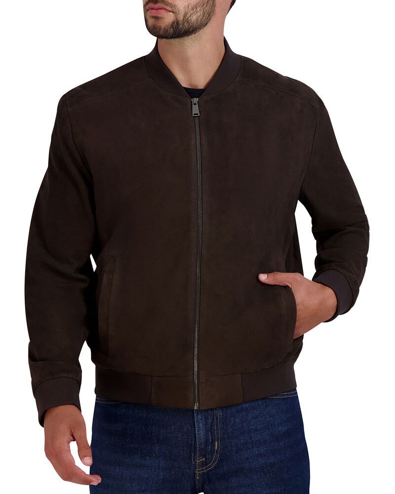 コールハーン メンズ アウター ジャケット・ブルゾン スエード Cole Haan Suede Bomber Jacket Dark Chocolate チョコレート