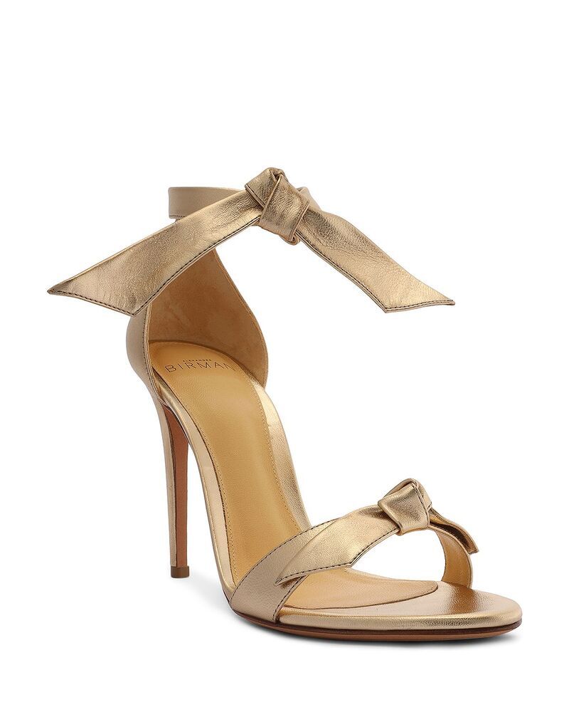 アレクサンドラバードマン レディース シューズ サンダル アンクル ヒール Alexandre Birman Womens Claritankle Tie High Stiletto Heel Sandals Golden Metallic メタリック