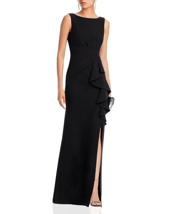 エリザジェイ レディース アンダーウェア ナイトウェア フリル ノースリーブ Eliza J Sleeveless CascadingRuffle Gown Black ブラック