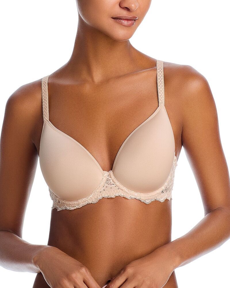 シモーヌペレール レディース アンダーウェア ブラジャー レース Simone Perele Simone P r le Caresse 3D Plunge Lace Underwire Bra Peau Rose