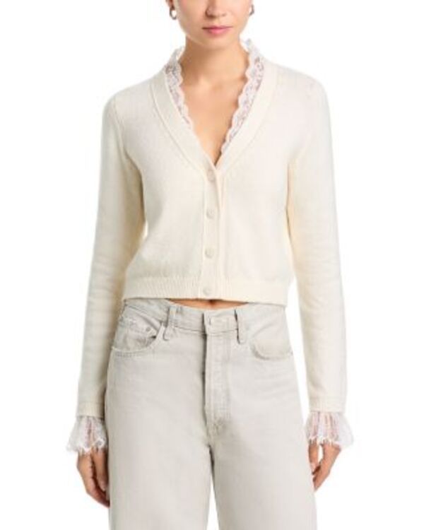 サンク セプト レディース アウター カーディガン レース Cinq Sept Lace Nikko Cardigan Ivory アイボリー