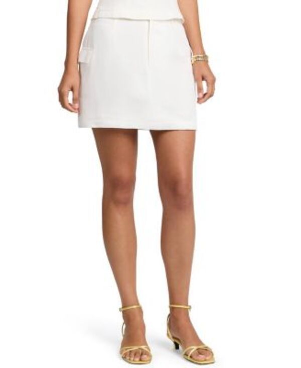 オニア レディース ボトムスカート ミニ リネン Onia Linen Utility Mini Skirt White ホワイト