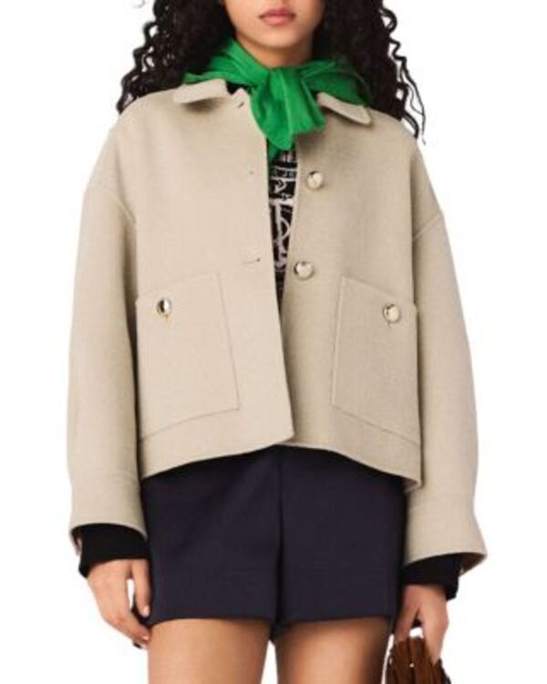 マージュ レディース アウター ジャケット・ブルゾン プリーツ ウール Maje Pleated Back Wool Blend Jacket Beige ベージュ