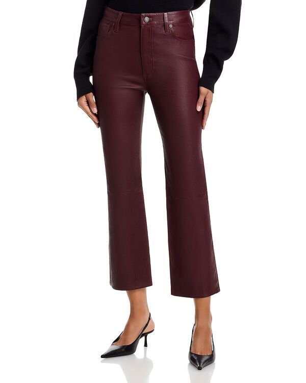 フレーム レディース ボトムス デニムパンツ ブーツカット アンクル ブーツ レザー ジーンズ FRAME The Leathereboot High Rise Ankle Bootcut Jeans in Oxblood オックスブラッド