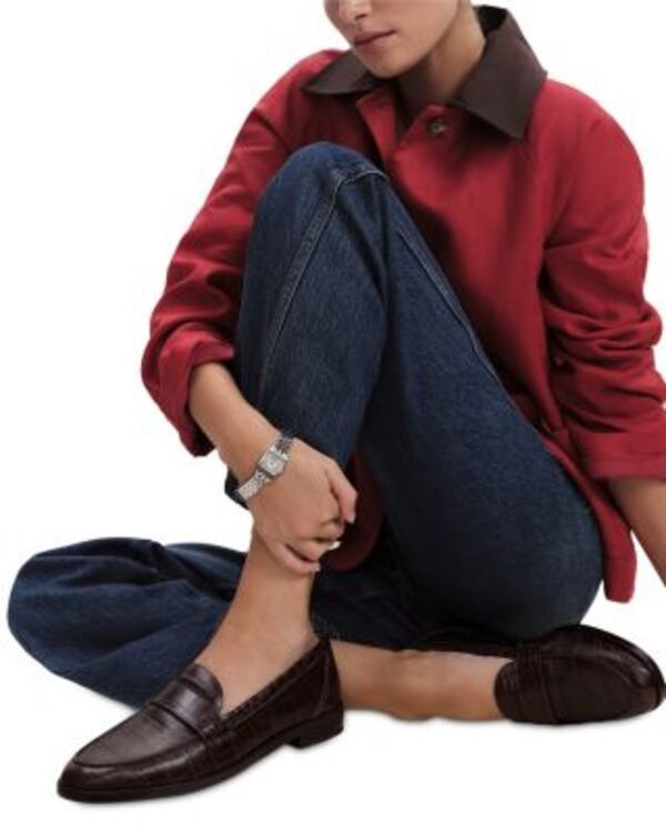 リフォーメーション レディース シューズ スリッポン・ローファー レザー Reformation Womens Kaylee Croc Embossed Leather Loafers Dark Chocolate Croc チョコレート