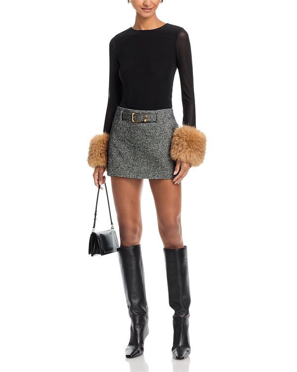 アリスアンドオリビア レディース トップス シャツ Alice and Olivia Delaina Faux Fur Cuff Top Black ブラック アリスアンドオリビア レディース トップス シャツ Alice and Olivia Delaina Faux Fur Cuff Top Black ブラック