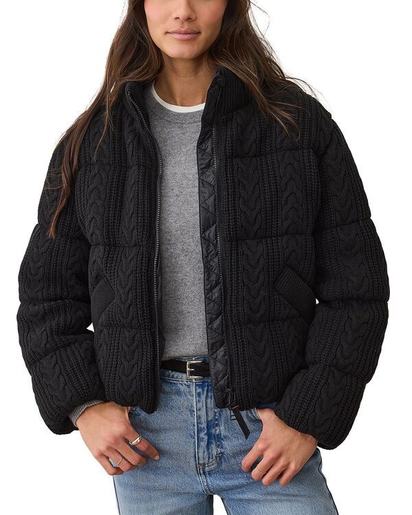 マリーン レイヤー レディース アウター ジャケット・ブルゾン セーター ニット Marine Layer Sweater Knit Puffer Jacket Black ブラック