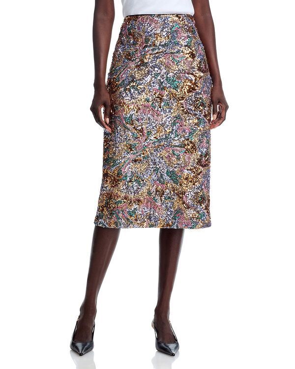 エリータハリ レディース ボトムスカート スパンコール Elie Tahari The Adrianne Sequin Skirt Abstract Floral Sequin