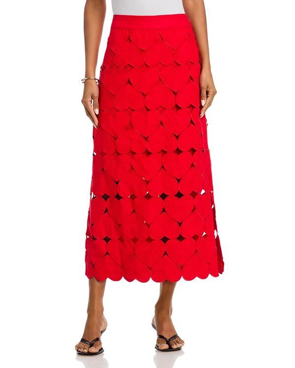 ファーム レディース ボトムスカート ミディ リネン FARM Rio Hearts Linen Midi Skirt Red レッド