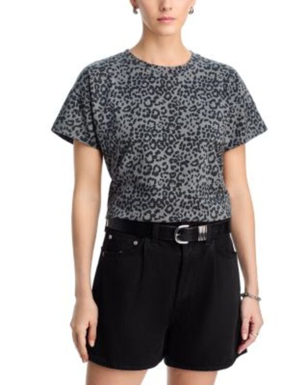 ラグアンドボーン レディース トップス Tシャツ rag bone Kelly Leopard Boxy Tee Washed Black ブラック