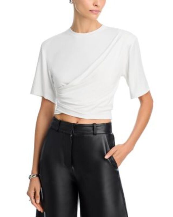 シムカイ レディース トップス Tシャツ クロップド SIMKHAI Rowley Cropped Tee Ivory アイボリー