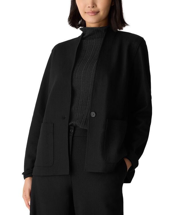 エイリーンフィッシャー レディース アウター ジャケット・ブルゾン ウール Eileen Fisher Wool High Collar Jacket Black ブラック