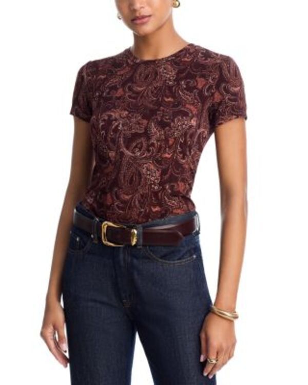 ラジャンス レディース トップス Tシャツ プリント LAGENCE Ressi Etched Paisley Printee Brown Etched Paisley ブラウン