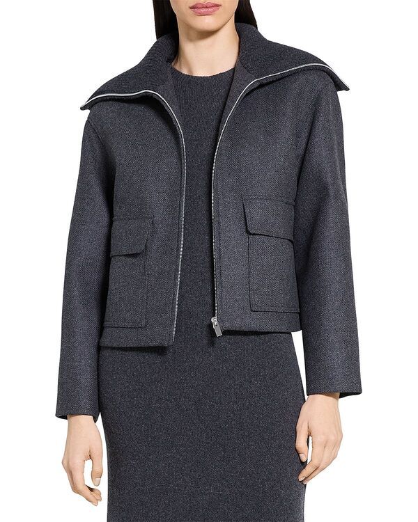 セオリー レディース アウター ジャケット・ブルゾン Theory Cozy Collar Jacket New Charcoal Melange チャコール 50,280円