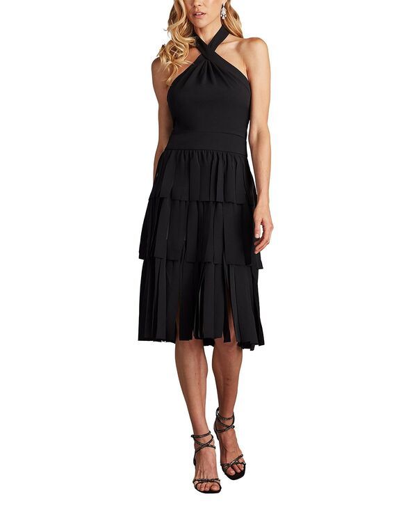 タダシショージ レディース トップス ワンピース フリンジ ホルター Tadashi Shoji Darla Fringe Halter Dress Black ブラック