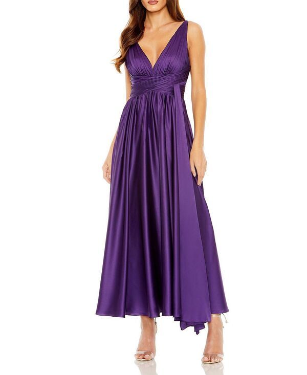 マックダガル レディース トップス ワンピース ギャザー ホルター Mac Duggal Ruched Top Womens Halter Gown Purple パープル