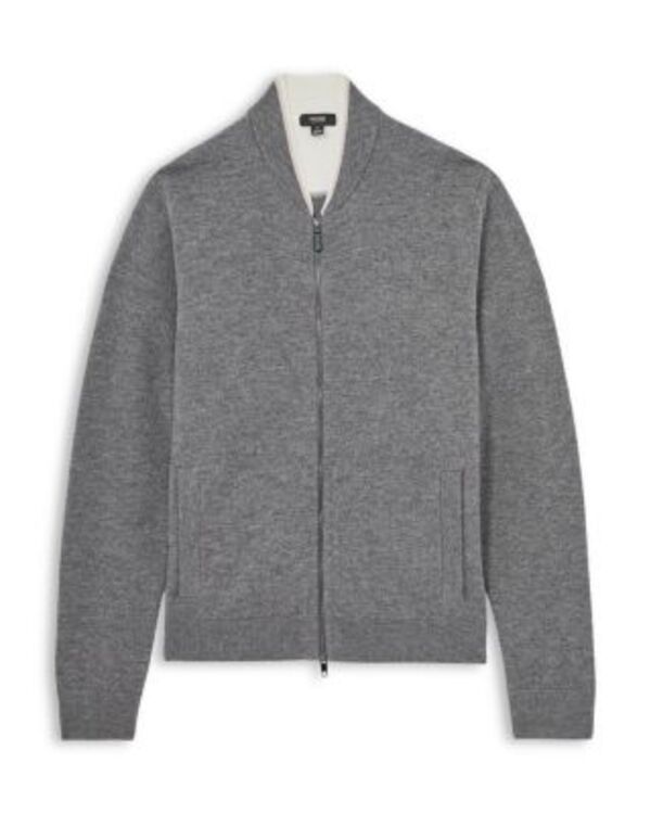 レイス レディース アウター ジャケット・ブルゾン フルジップ REISS Clifford Long Sleeve Zip Through Tipped Collar Merino Bomber Jacket Mid Grey グレー