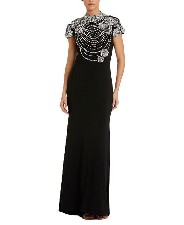 マックダガル レディース トップス ワンピース ハイネック Mac Duggal High Neck Embellished Column Gown Black ブラック