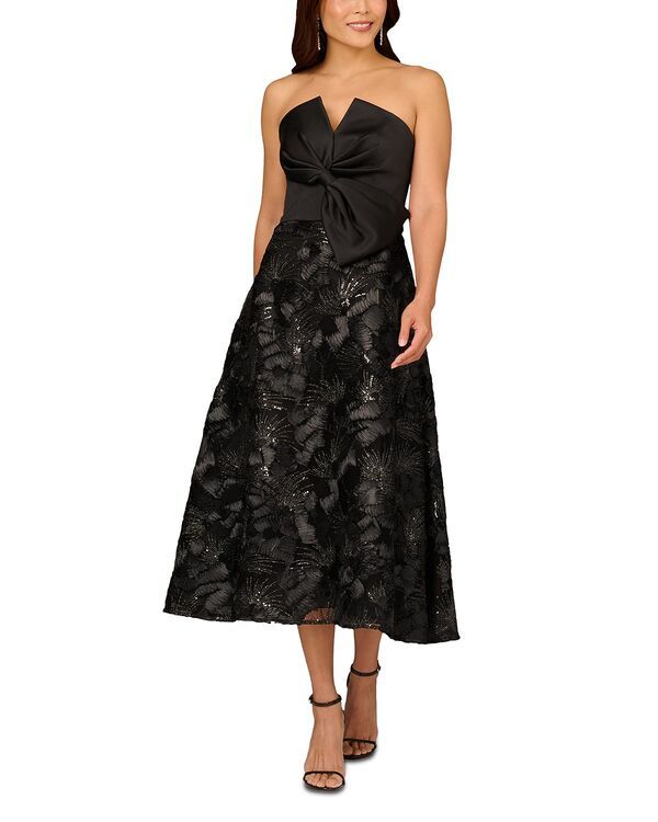 アイダンマットックス レディース トップス ワンピース ミディ ストラップレス Aidan Mattox Strapless Embellished Midi Dress Black ブラック