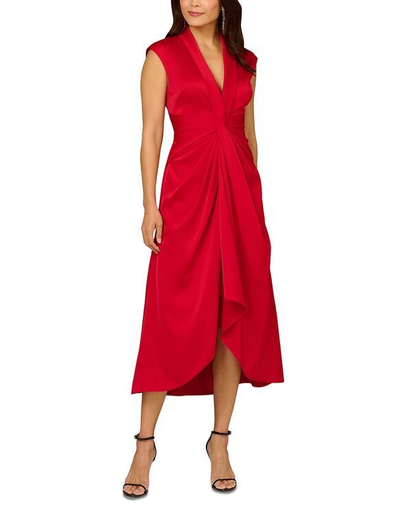 アイダンマットックス レディース トップス ワンピース A ライン プリーツ ミディ Aidan Mattox Pleated A Line Midi Dress Red レッド