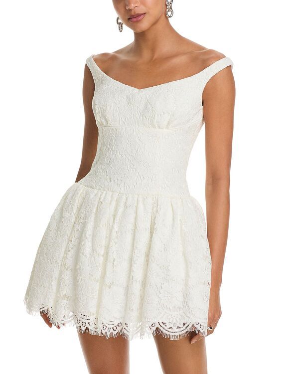 セルフ・ポートレイト レディース トップス ワンピース フラワー柄 ミニ レース フラワー SelfPortrait Floralace Mini Dress White ホワイト