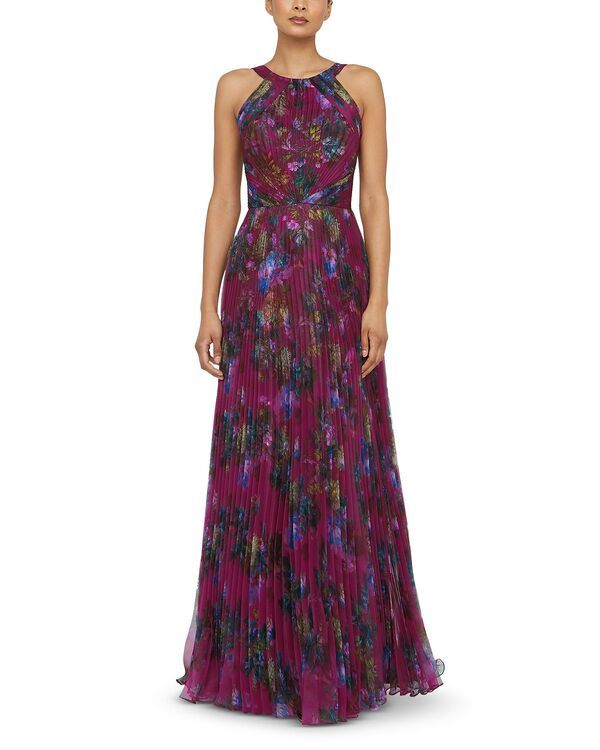 セイア レディース トップス ワンピース プリーツ Theia Naveen Pleated Gown Sangria Poppy Stripe ストライプ