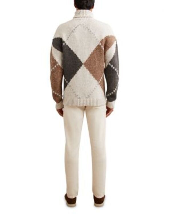レイス メンズ アウター ニット・セーター リラックスフィット REISS Kennedy Relaxed Fit Roll Neck Argyle Sweater Camel Brown ブラウン レイス メンズ アウター ニット・セーター リラックスフィット REISS Kennedy Relaxed Fit Roll Neck Argyle Sweater Camel Brown ブラウン