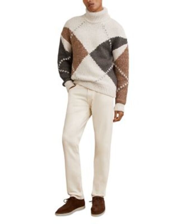 レイス メンズ アウター ニット・セーター リラックスフィット REISS Kennedy Relaxed Fit Roll Neck Argyle Sweater Camel Brown ブラウン レイス メンズ アウター ニット・セーター リラックスフィット REISS Kennedy Relaxed Fit Roll Neck Argyle Sweater Camel Brown ブラウン