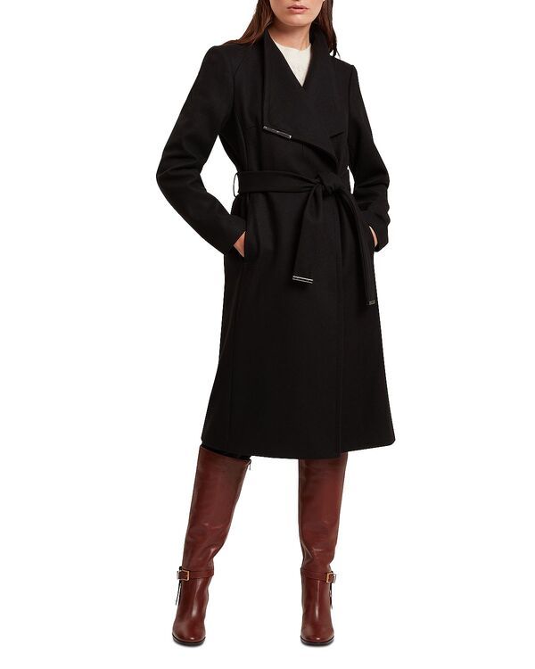 テッドベーカー レディース アウター コート ウール Ted Bakerose Wool Blend Wrap Coat Black ブラック