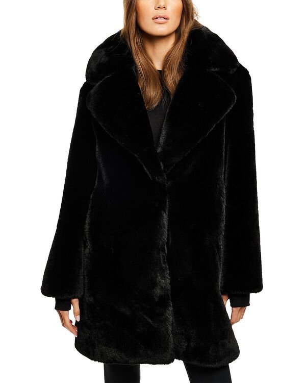 サム レディース アウター コート SAM Marla Faux Fur Coat Black ブラック