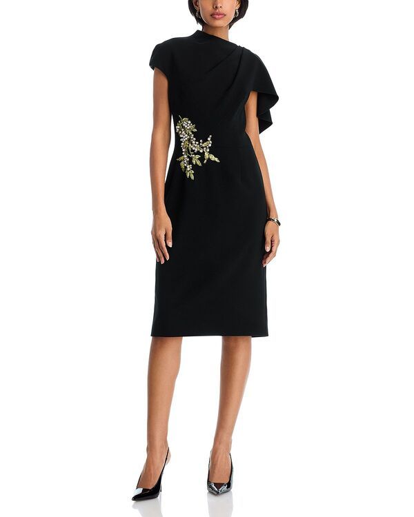 テリジョンバイリッキーフリーマン レディース トップス ワンピース ケープデザイン キャップ ケープ Teri Jon by Rickie Freeman Embellished Cape Dress Black ブラック